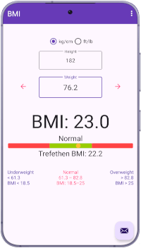 BMI Body Mass Index on Android Phone