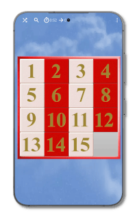 Il Gioco del Quindici per Android: tema bianco e rosso