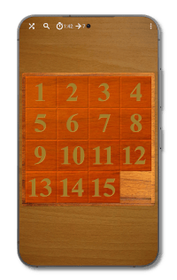 Fifteen puzzle for Android with wood theme