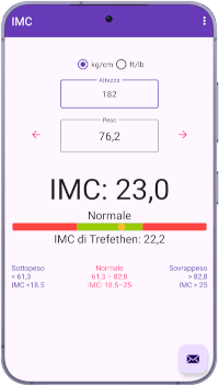 IMC Indice di Massa Corporea su telefono Android