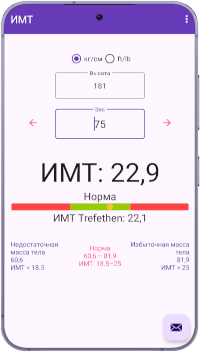 ИМТ Индекс массы тела для Android Phone