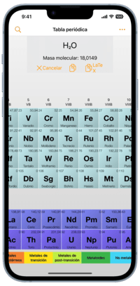 Tabla periódica de elementos para iPhone: captura de pantalla
