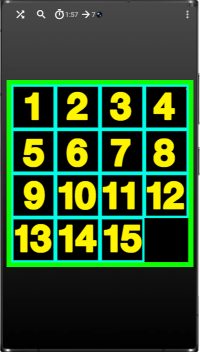 Fifteen puzzle with high contrast theme
