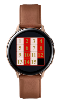 The fifteen puzzle game on a watch with Android Wear OS 
