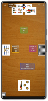Sette e mezzo card game on Android